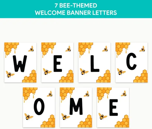 Miniatura 5 de Decorably 15 carteles de bienvenida con temática de abejas para aulas, escuela primaria, secundaria, inspirador, laminado mate con diseño vibrante