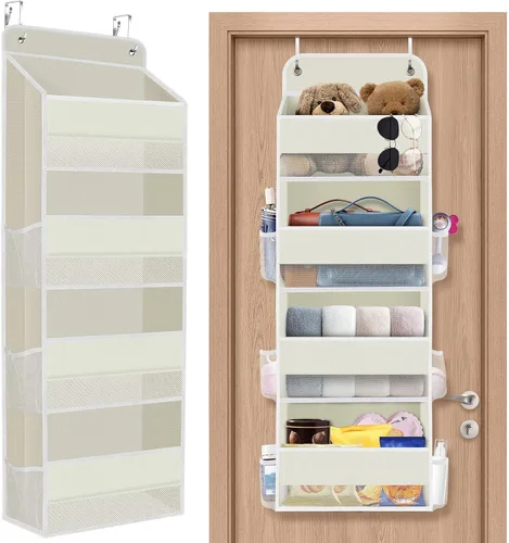 Miniatura 14 de SpaceHacks Paquete de 1 Organizador Sobre la Puerta, Organizador de Almacenamiento Colgante con Ventana Transparente, 40 lb Ultra Resistente Gris