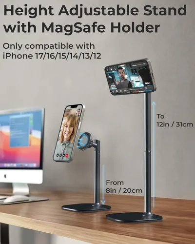 Miniatura 2 de COOPER MagStand, soporte magnético ajustable para iPhone para escritorio y teléfono para grabación de video, compatible con MagSafe, soporte