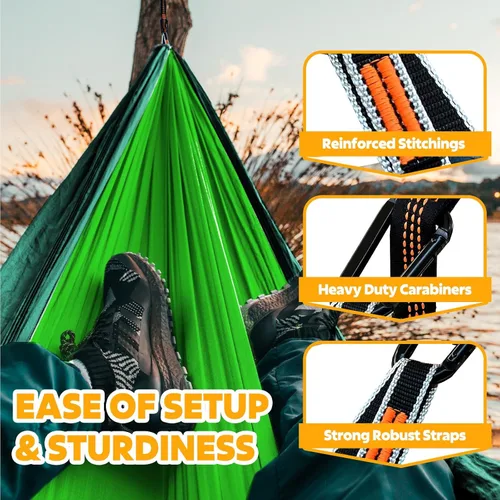Miniatura 5 de NATUREFUN Hamaca ultraligera para viajes y camping Capacidad de carga de 300 kg, transpirable, de secado rápido Incluye 2 mosquetones premium, 2