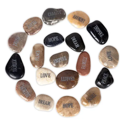 Miniatura 8 de Barelove 12 rocas para pintar pulidas grabadas, piedras de río, 12 palabras diferentes, piedras inspiradoras planas para artes, manualidades