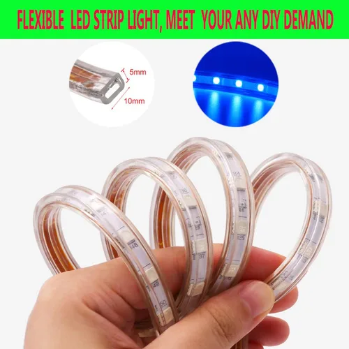 Miniatura 8 de SUYOOULIN Tira de luces LED, 59 pies/59.1 ft de alto voltaje AC110V-130V Waterpoof IP68 súper brillante 54000LM 2835 120 LEDs/m tiras de luz LED