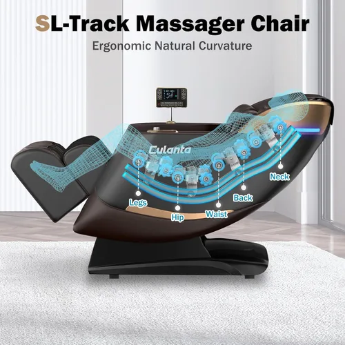 Miniatura 5 de Culanta - Silla de masaje de cuerpo completo, sillón reclinable de masaje Shiatsu de gravedad cero con pista SL, escaneado corporal, bolsas de aire