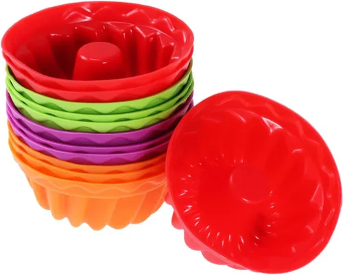 Hemoton 12 moldes redondos de silicona para tartas de gasa, antiadherentes, mini moldes para hornear de 2.55 x 2.55 x 1.18 pulgadas para horno,