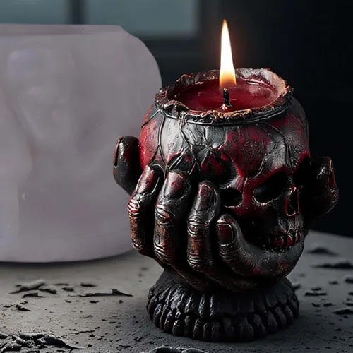 Miniatura 7 de Moldes de cilindro de fantasma de mano de calavera de Halloween, molde de vela en espiral de onda de silicona, moldes de fundición de resina