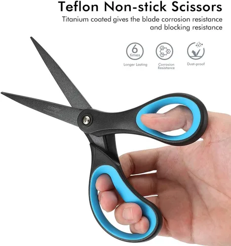 Miniatura 4 de LIVINGO Paquete de 2 tijeras antiadherentes de titanio de 8 pulgadas, agarre cómodo profesional de acero inoxidable, multiusos, tijeras rectas