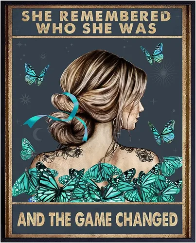 She Remembered Who She Was And The Game Changed - Decoración de pared con citas positivas - Regalos inspiradores de aliento inspiradores para