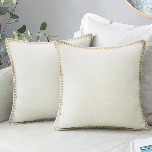 Miniatura 6 de Merrycolor Juego de 2 fundas de almohada decorativas de granja de 18 x 18 pulgadas, fundas de almohada beige texturizadas, fundas de almohada