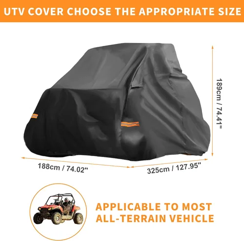 Miniatura 6 de X AUTOHAUX Cubierta UTV para Polaris RZR Turbo R impermeable lado a lado cubierta para Polaris RZR Turbo R protección solar al aire libre lluvia