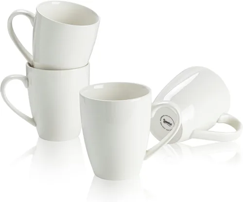 Miniatura 10 de Sweese - Tazas de porcelana para café de 16 onzas (hasta el borde) para café, café con leche, té, cacao, juego de 4, rojo