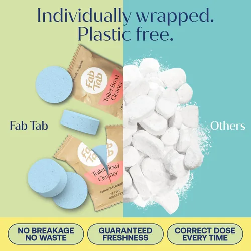 Miniatura 5 de Pastillas Limpiadoras de Inodoro Fab Tab, Poderosa Eliminación de Manchas, Sin Químicos Agresivos, Sin Plástico, Elimina Óxido y Manchas, Seguro