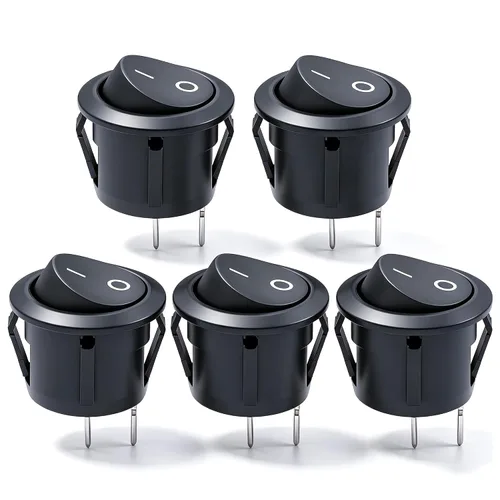 Miniatura 23 de mxuteuk Interruptor basculante momentáneo (ENCENDIDO) - Apagado de palanca DPST Power 4 Pin AC 250V 6A 125V 10A, uso para coche, barco
