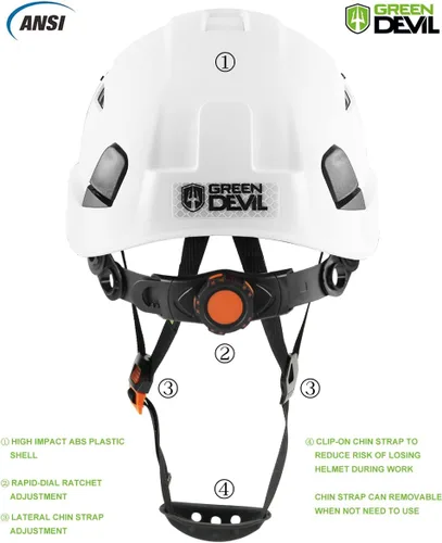 Miniatura 4 de GREEN DEVIL Casco de Seguridad Casco Duro con Visera Correa de Barbilla Ajustable Ligero Ventilado ABS Casco de Trabajo para Hombres y Mujeres