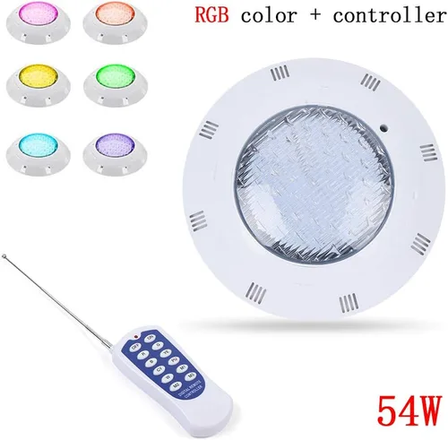 Miniatura 4 de 12V 54W Luz de piscina subacuática con cambio de color LED RGB IP68 con control remoto (54W)