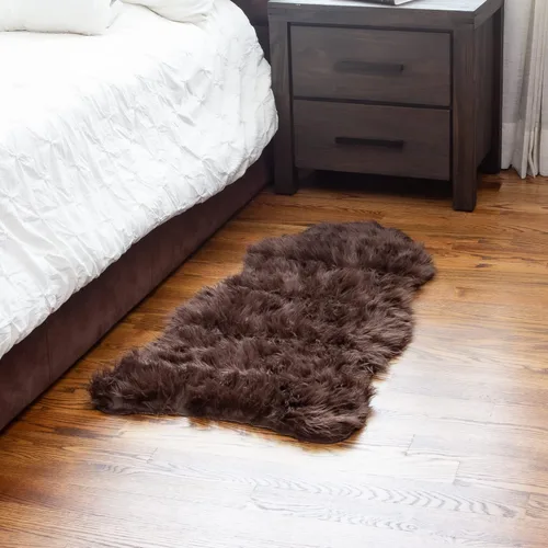 Miniatura 14 de Super Area Rugs - Alfombra de piel de oveja suave y esponjosa Gris oscuro