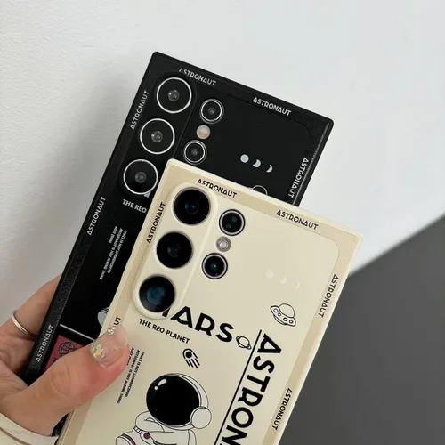 Miniatura 6 de Yonds Queen Funda Linda para Samsung Galaxy S22 Ultra, Diseño de Astronauta de Dibujos Animados Espacio Luna Cohete Cubierta Protectora Elegante