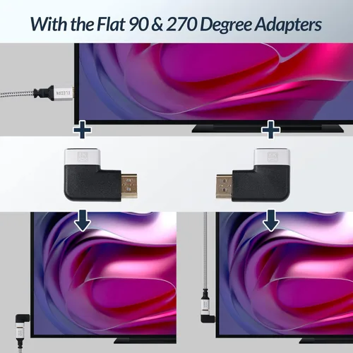 Miniatura 2 de Elecan Cable HDMI 2.1 8K (certificado) 8 pies / 2 unidades, cable HDMI trenzado de 48 Gbps para 8K @60Hz 4K @120Hz 2K 1080P, Dynamic HDR, eARC HDCP