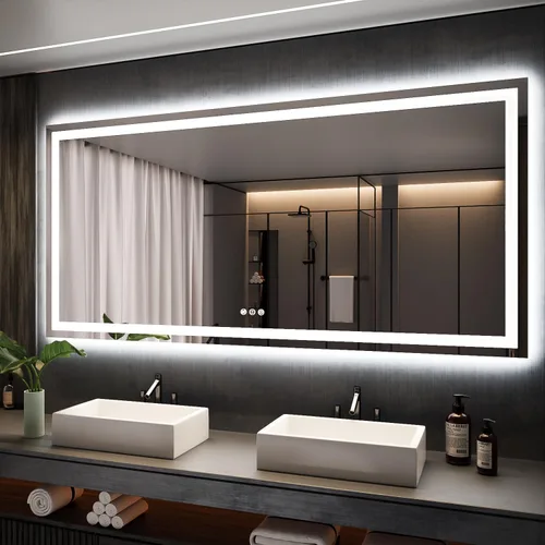 Miniatura 32 de ISKM Espejo LED con marco para baño de 40"x30", espejo de baño LED regulable con luces, antivaho, espejo iluminado frontal y retroiluminado de 3