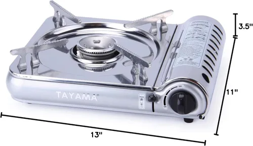 Miniatura 11 de TAYAMA Estufa de camping portátil de gas butano de acero inoxidable de 8,000 BTU
