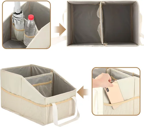 Miniatura 3 de Honeydak Organizador de asiento de pasajero, almacenamiento plegable para consola, asiento delantero/trasero con múltiples bolsillos, organizador