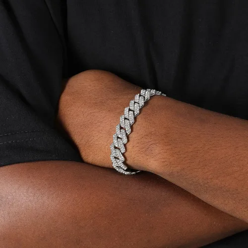 Miniatura 6 de Saintda Cuban Link Bracelet For Men WomenRose Gold18K Gold PlatedSilver Bracelet13mm8 inches Miami Iced Out Bracelet Hip Hop Bracelets Jewelry