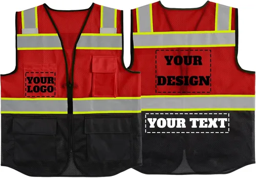 Miniatura 18 de Chaleco de seguridad reflectante de malla con logotipo personalizado con cremallera Chaleco de alta visibilidad para construcción al aire libre Ropa