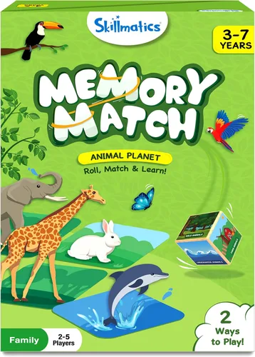 Skillmatics Memory Match - Juego de mesa a juego de animales, divertido y rápido para niños, juego educativo preescolar para niños pequeños, niños y