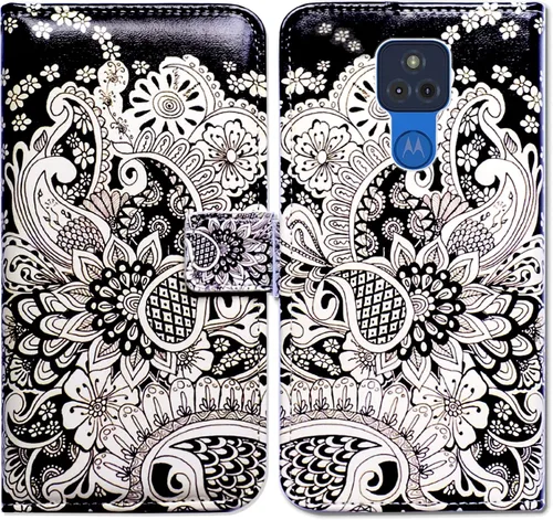 Miniatura 19 de Bcov Funda para Moto G Play 2021 [no compatible con G Play 2020], funda de piel con tapa para teléfono con diseño de flor de ciruelo con ranura