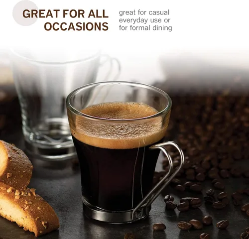 Miniatura 8 de Bormioli Rocco Oslo - Taza de vidrio templado de 7.5 onzas con mango extraíble de acero inoxidable para café, té, lattes y bebidas calientes, juego