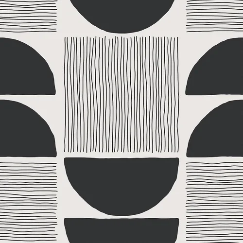 VEELIKE Papel tapiz moderno de mediados de siglo en blanco y negro, papel tapiz geométrico abstracto para dormitorio, baño, 17.7 x 118 pulgadas,