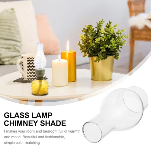 Miniatura 5 de NUOBESTY Lámpara de cristal de queroseno para chimenea de 6.49 x 2.99 x 2.99 pulgadas, repuesto de pantalla de lámpara de aceite transparente