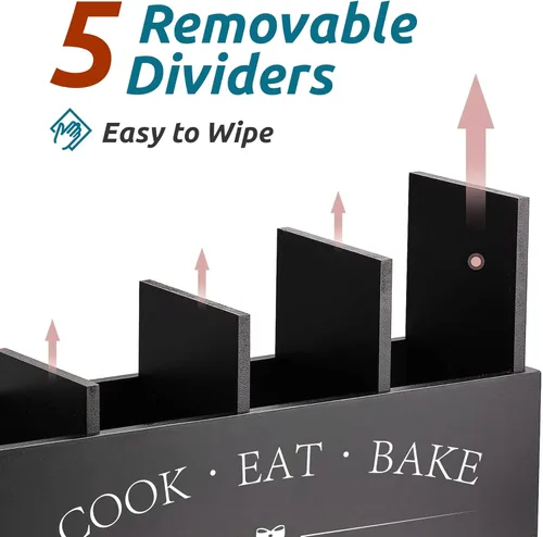 Miniatura 4 de Suli Soporte extra grande para utensilios de cocina con 4 compartimentos, organizador de utensilios de madera para encimera de cocina, decoración