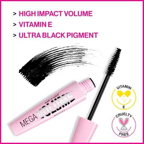 Miniatura 6 de wet n wild Mascara Mega Volume - Voluminizadora, impermeable, resistente a las manchas, libre de crueldad, sin gluten, sin sulfatos y vegana, muy