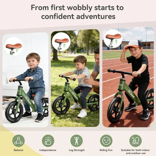 Miniatura 5 de Bicicleta de equilibrio para niños pequeños HAWEEK de 12 pulgadas, bicicleta de entrenamiento sin pedales para niños de 24 meses a 5 años, ajustes