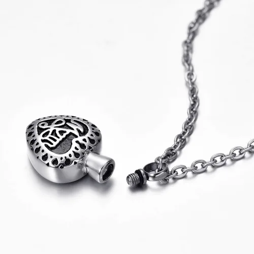 Miniatura 19 de Collar de urna conmemorativa de acero inoxidable para cenizas con texto en inglés "Dad in Heart", Acero inoxidable