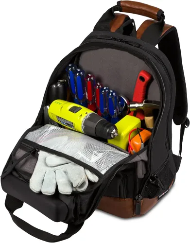 Miniatura 5 de SwissGear Mochila de bolsa de herramientas, se adapta hasta, Negro/marrón lona, Mediana, Negocios