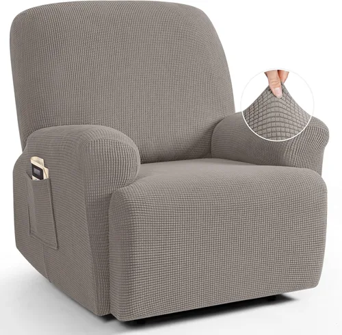 Miniatura 10 de TAOCOCO Funda reclinable de 4 piezas, funda elástica para sofá reclinable de 4 piezas, funda reclinable con 1 asiento, protector suave, fundas
