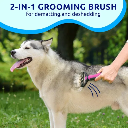 Miniatura 3 de Pat Your Pet Cepillo de deshedding – Rastrillo de doble cara para perros y gatos – Peine de desprendimiento y herramienta de desenmascaramiento
