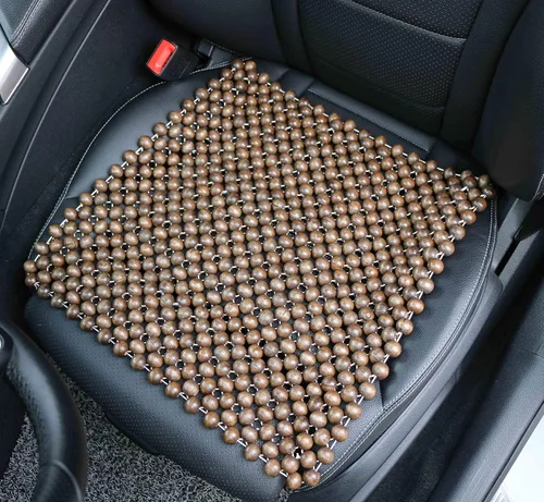 Miniatura 2 de Protector de asiento con cuentas de madera natural, almohadilla transpirable, fresca y cómoda para verano, cojín masajeador (cuadrado)