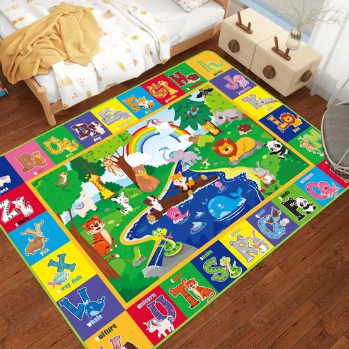 Miniatura 4 de Tapete de juego para bebé para piso, tapete para gatear bebé, superficie suave, tapete de juego para bebés, no tóxico, plegable, antideslizante, ABC
