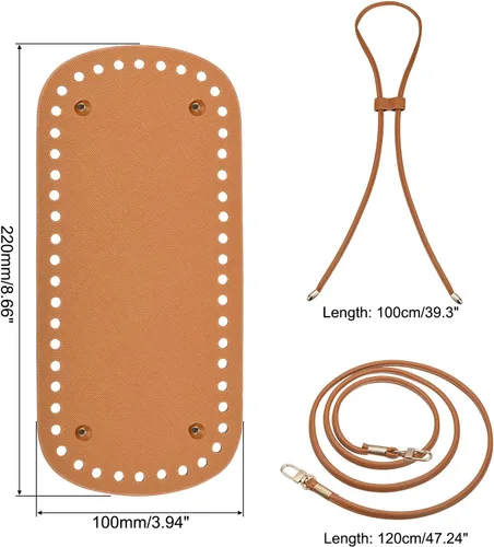 Miniatura 2 de uxcell Juego de mochila de cuero, 3 piezas, kit de fabricación de bolsos de cuero con parte inferior de bolsa, correa para el hombro, cordón