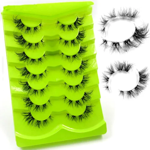 Miniatura 17 de 7 pares de pestañas de ojo de gato 3D pestañas postizas naturales 5D esponjosas suaves cruzadas pestañas manga pestañas Wispy Natural pestañas