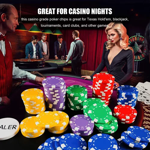 Miniatura 2 de 100 fichas de póquer profesional con caja de almacenamiento, juego de fichas de póquer de casino de 5 colores, fichas de póquer de casino compuestas