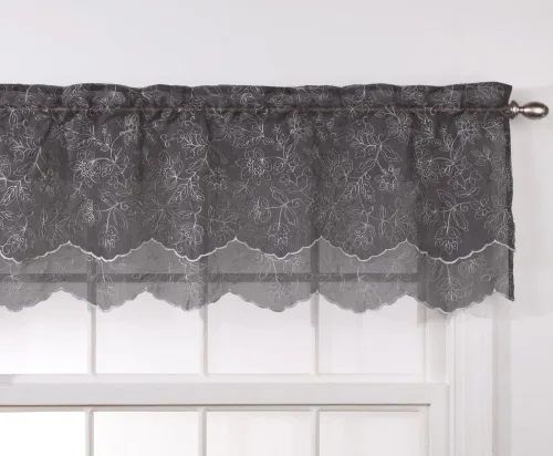 Miniatura 14 de Renaissance Home Fashion Stylemaster Reese - Cenefa festoneada transparente bordada en capas, 55 x 17 pulgadas, color moca