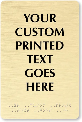 Miniatura 10 de SmartSign Letrero de Braille personalizado horizontal, 4 x 8 pulgadas, compatible con ADA, opciones de oro cepillado/plata, letrero de plástico