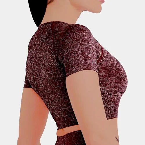 Miniatura 3 de Conjunto deportivo de 3 piezas para mujer, sin costuras, de manga corta, brasier deportivo, cintura alta, pantalones cortos de yoga