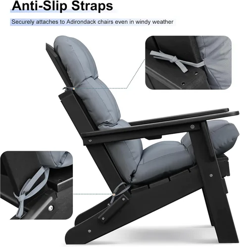 Miniatura 5 de Skypatio Adirondack - Cojín grueso para silla mecedora, impermeable, para patio al aire libre, con respaldo alto, color gris