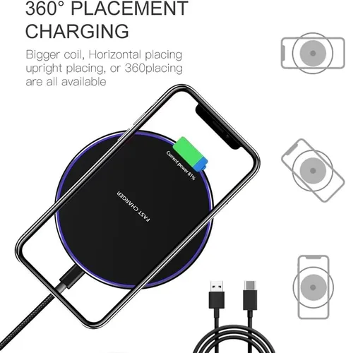 Miniatura 6 de Cargador inalámbrico rápido, almohadilla de carga inalámbrica de 20 W máx. compatible con iPhone 17/17 Pro/16/15/14/13/12/SE/XS Max/XR, AirPods