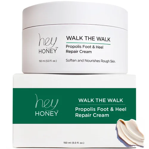 Hey Honey Walk the Walk Propolis Crema para pies y talones para pies secos y agrietados | Hidratación de 72 horas, removedor de callos e hidratante