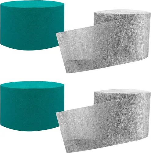 Miniatura 6 de Serpentinas de papel crepé negro y dorado (2 rollos de cada color)